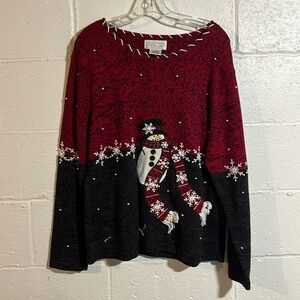 Mandal Bay Red and Black Snowman Sweater